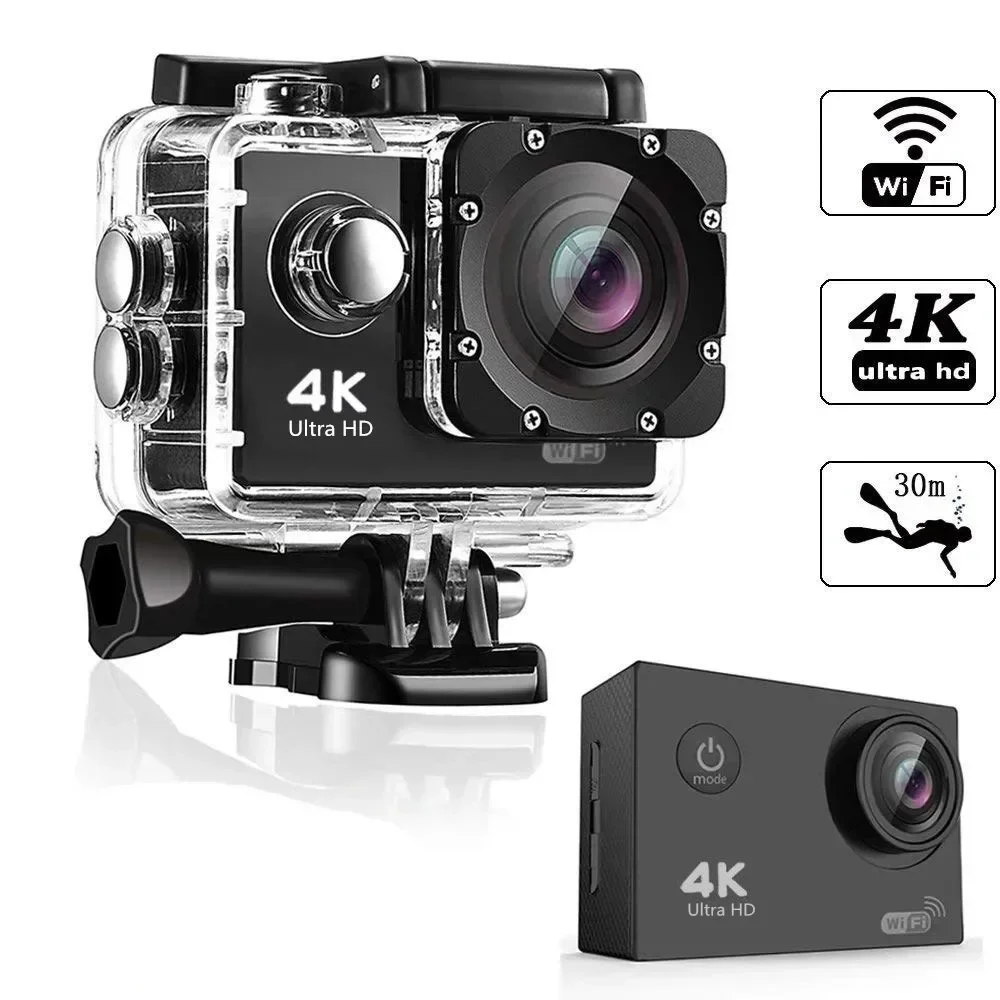 Ultra HD 4K Action Camera 30fps/170D Underwater Helmet Waterproof 2.0-inch Screen WiFi Remote Control Sports go Video Camera Pro