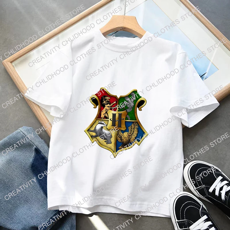 Children T-Shirt Cartoons Magic School Kid Tee Shirts Anime Kawaii Tops Casual Clothes Boy for Girl Short Sleeved