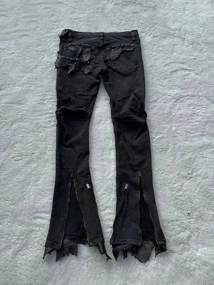 IfSixWasNine Vision Leather Splicing Micro-Speaker Jeans