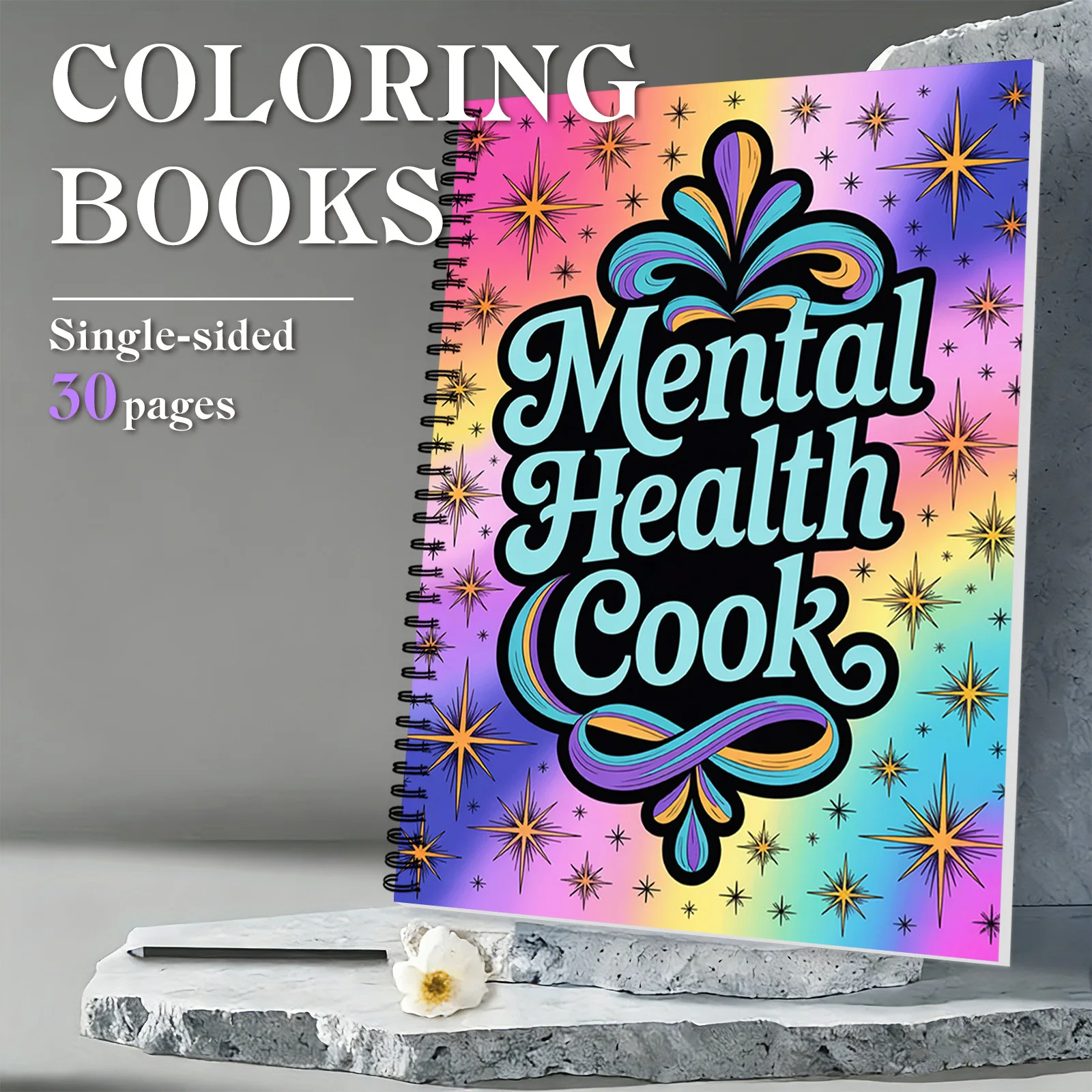 

1 шт., 30 страниц, успокаивающая книжка-раскраска для настроения, элегантные цветочные узоры с вдохновляющими цитатами, книжка-раскраска для психического здоровья