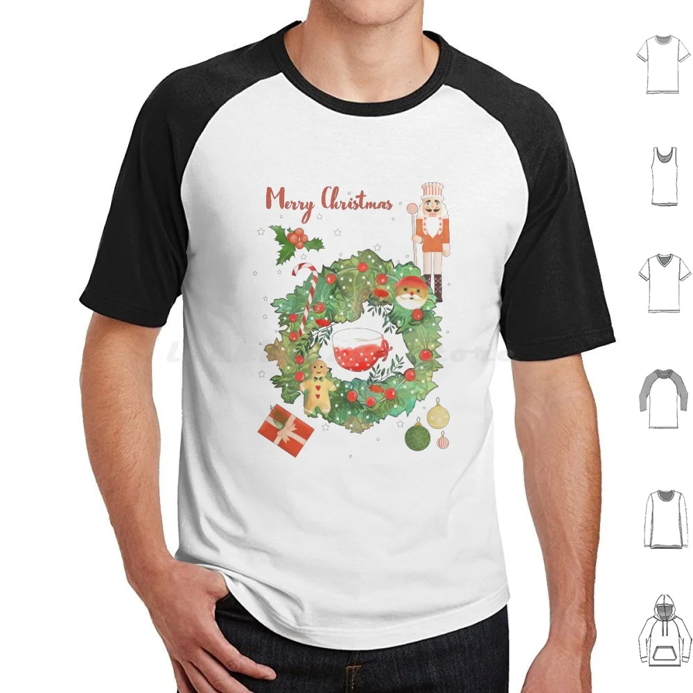 Merry Christmas And Xmas Wreath T Shirt 6Xl Cotton Cool Tee Santa Claus Vintage Nutcracker Nutcrackers Greetings Best Wishes