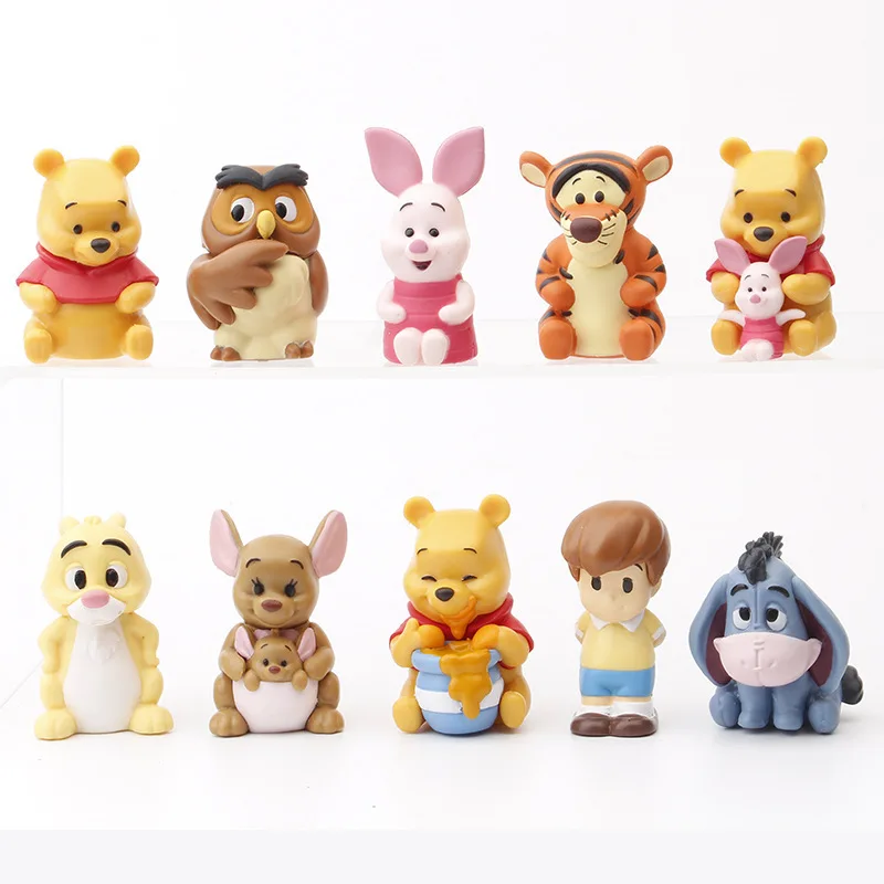 Winnie The Pooh 6PCS Foodie PVC Statue Action Figurine Desk Collectible Model Toys Figures Gift Eeyore Tigger