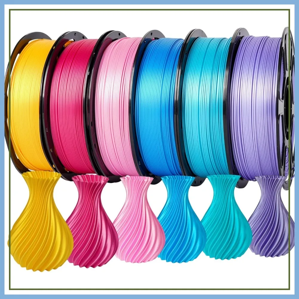 

Silk PLA Filament 1.75mm Bundle 6KG,Shiny 3D Printer Filament Set,Dimensional Accuracy +/- 0.02mm,3D Printing Filament Pack
