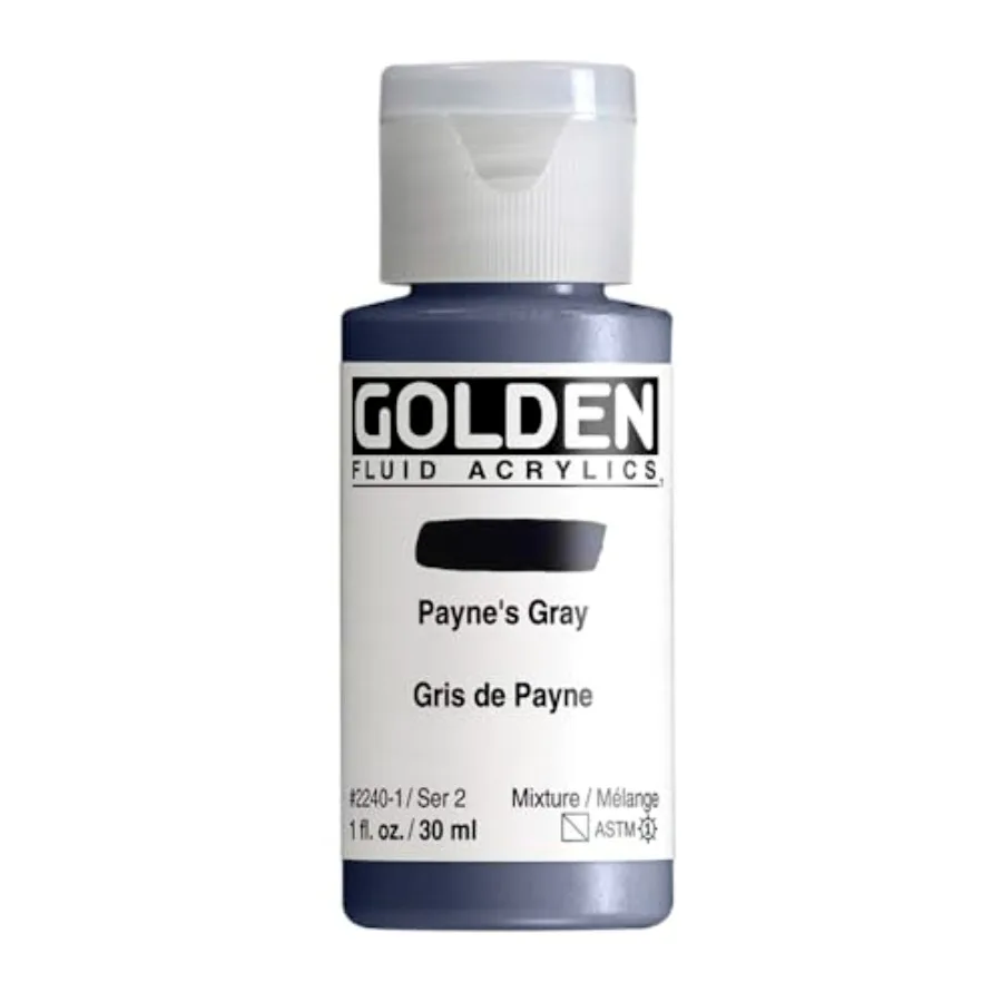 

Fluid Acrylics, Payne's Gray, 1 fl. oz. Bottle, Professional Acrylic Paint, Semi-Transparent