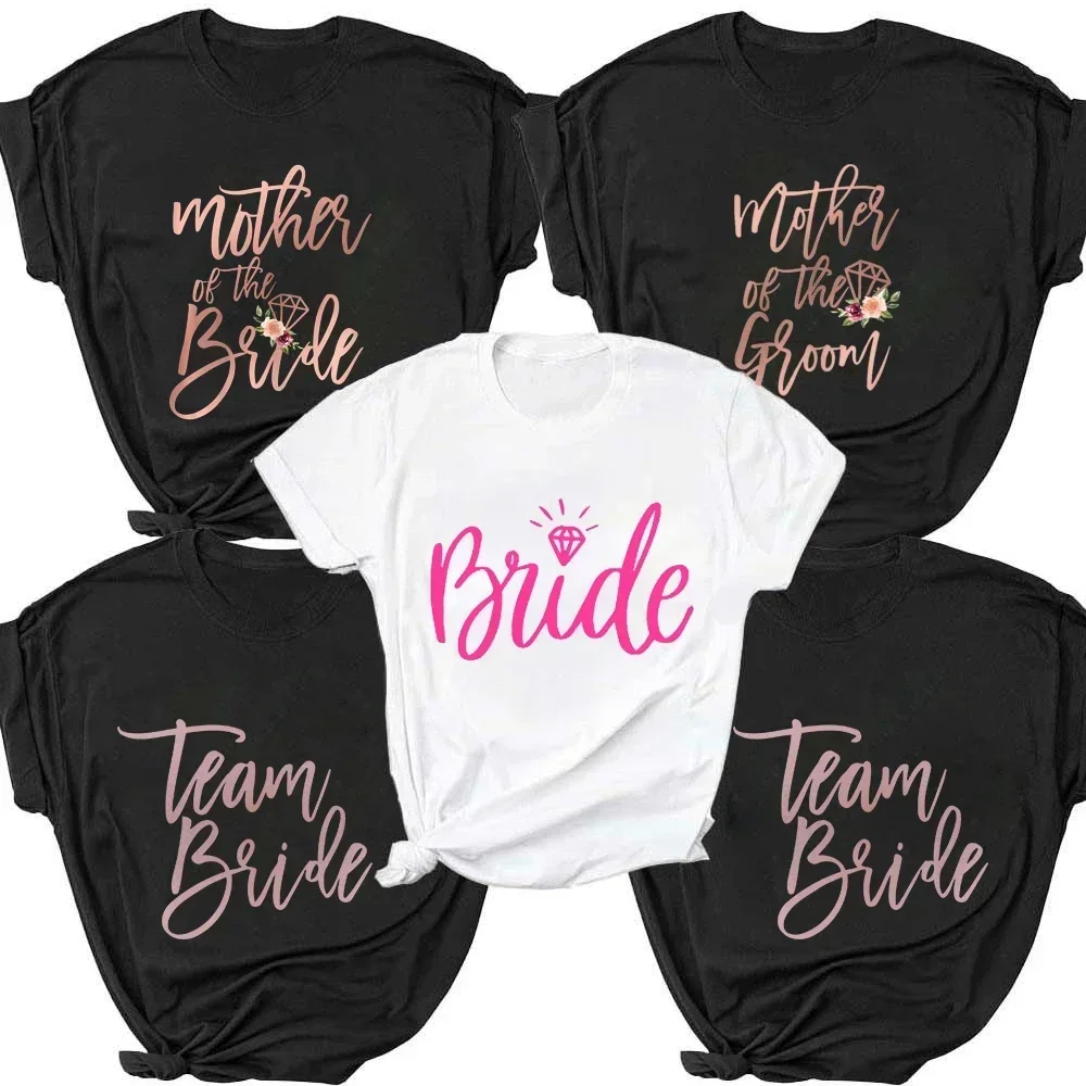 Tees Team Bride Tee Shirts Wedding Shower Gift Mother of The Bride/groom T-shirts Bachelorette Party Bridesmaid T Shrt for Women