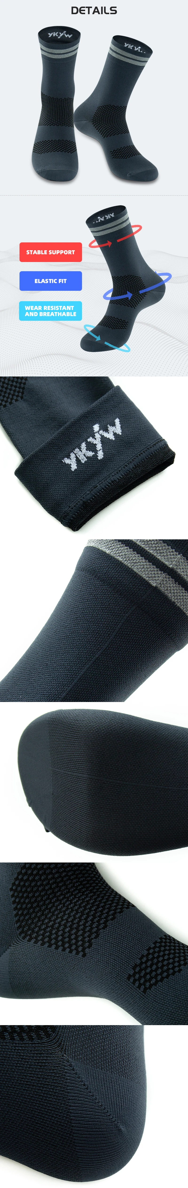 YKYWBIKE Unisex-Radsocken, atmungsaktive Rennradsocken, Outdoor-Sport-Kompressionssocken, Pro-Team-Rennsocken, Lauf-Fahrradsocken – Detail 2