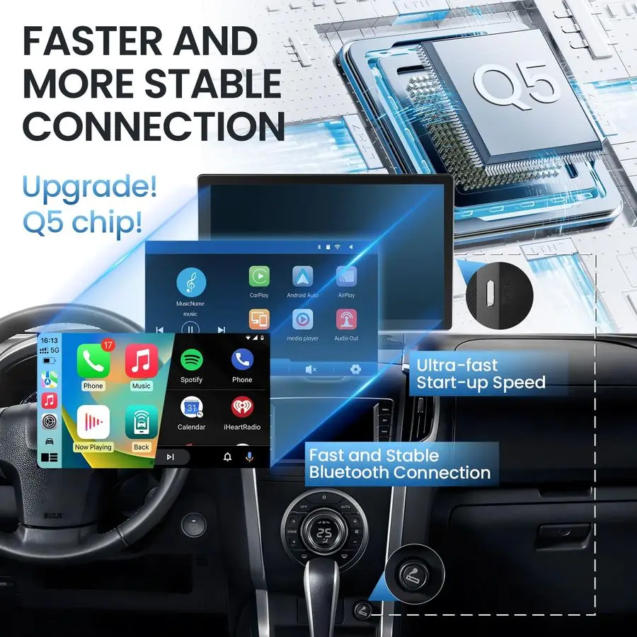 شاشة Carplay للسيارة، ستيريو سيارة محمول مع Apple Carplay amp Android Auto، أجهزة استقبال صوت السيارة مع وصلة مرآة، شاشة fo