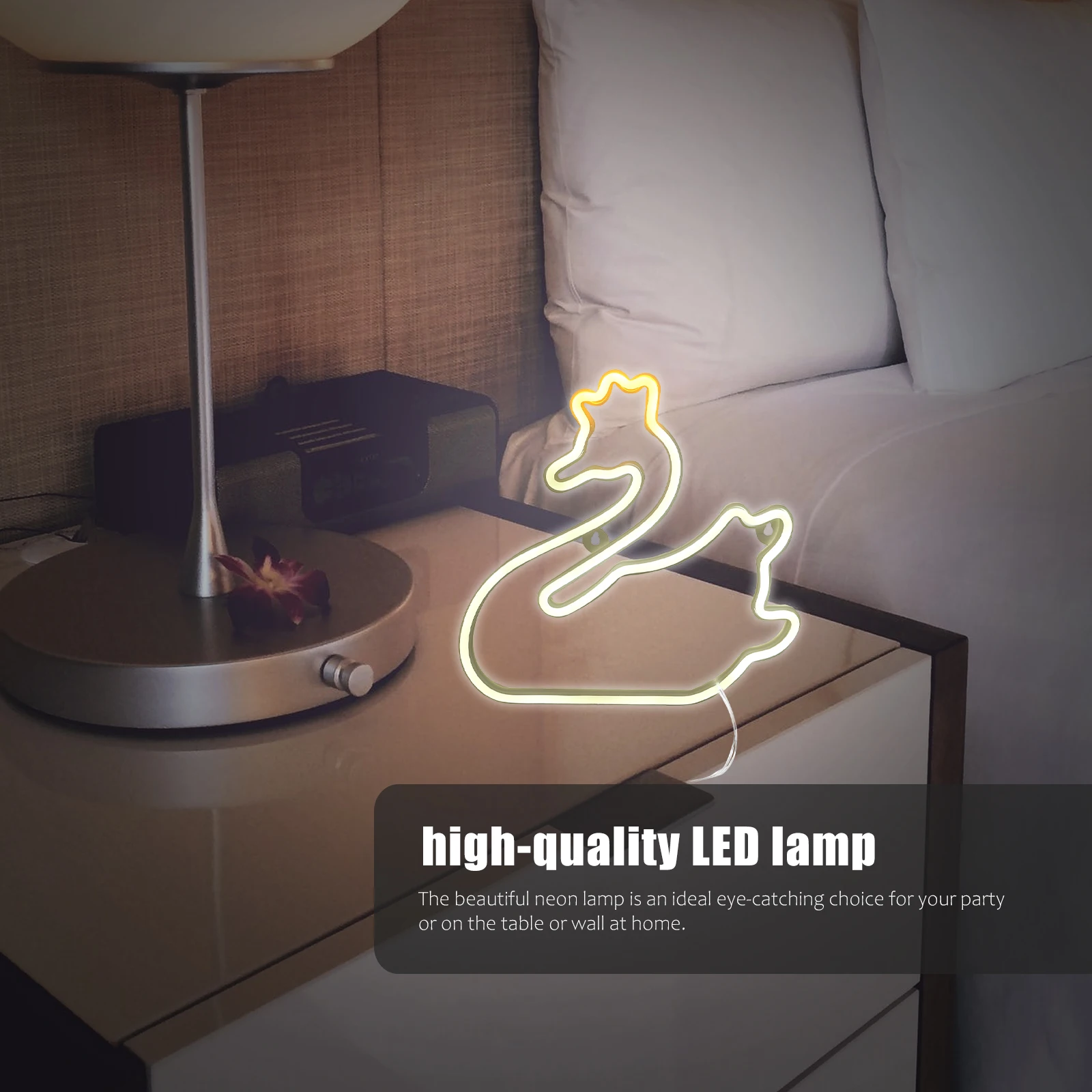 

Светодиодная неоновая вывеска в форме лебедя, прочная энергосберегающая ночная лампа, неоновая атмосферная лампа с питанием от USB, декоративный свет