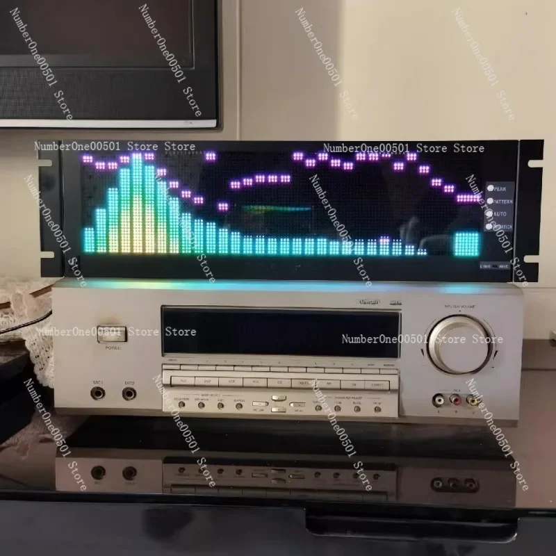 12832 1U 2U 3U Rack Mount Music Spectrum Analyzer RGB Rhythm Light with Remote Sound Control Clock Animation