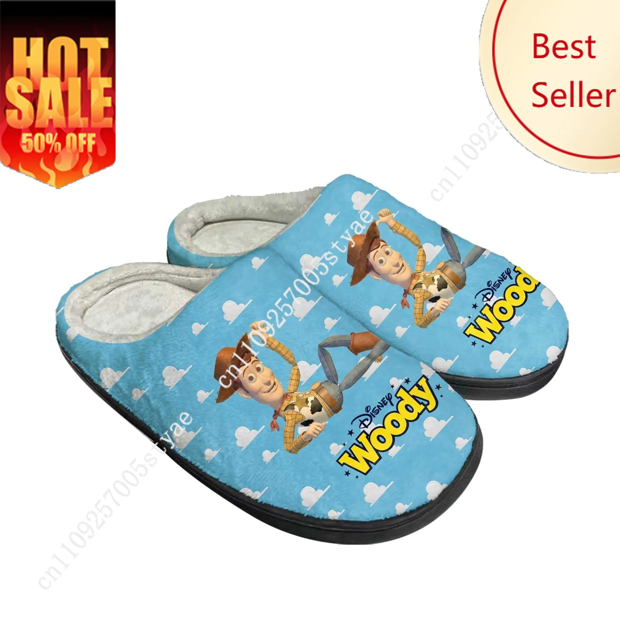 

Woody Toy Story Cotton Slippers Disney Cartoon Decorate Plush Indoor Shoes Design Your Photo Party Holiday Gifts Custom Shoe