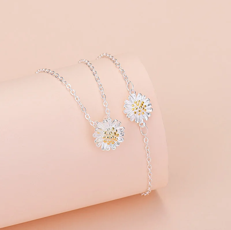 

925 Sterling Silver Elegant Jewelry Sets Flower Bracelets Necklace For Women Wedding Wholesale Accessories Jewellery