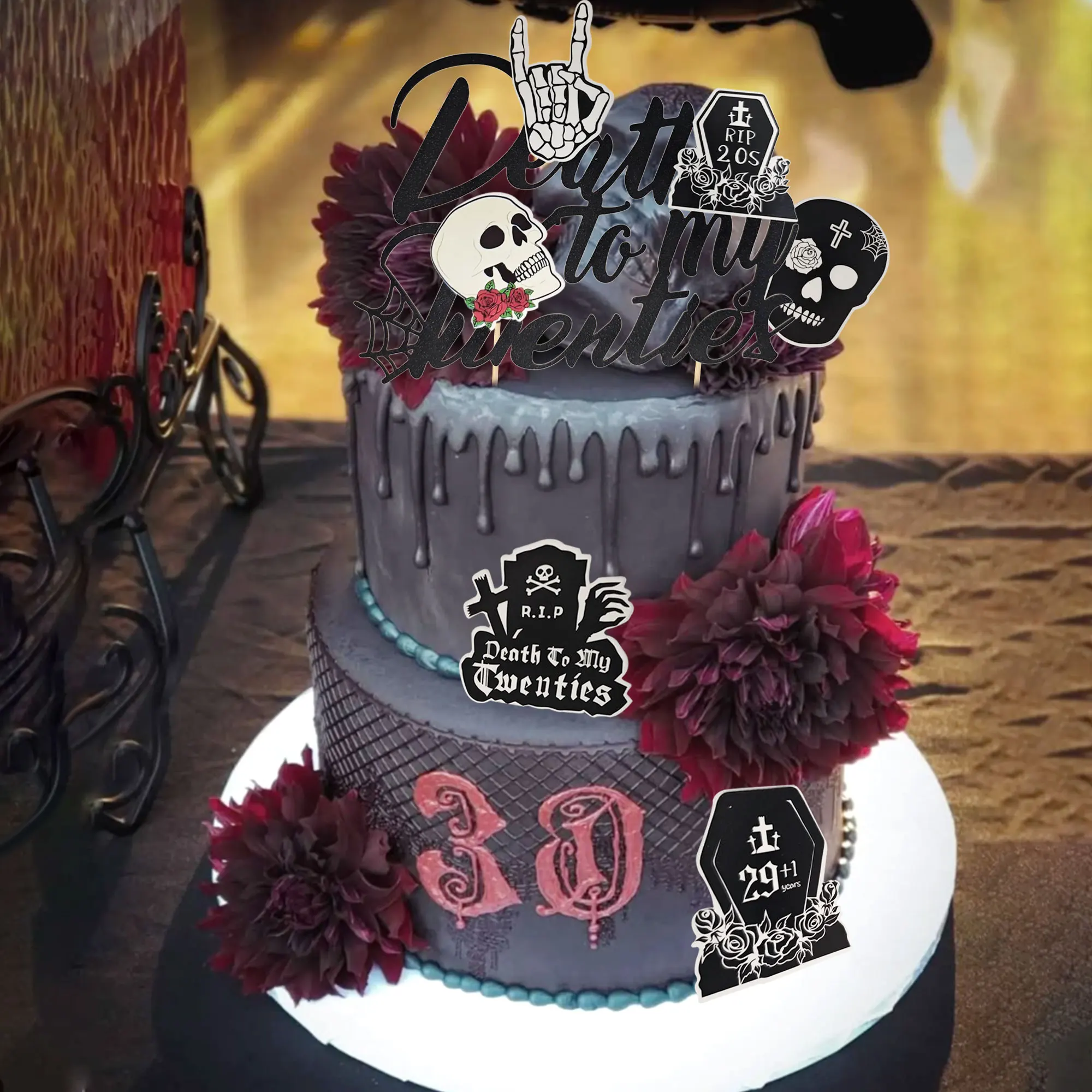 LaVenty RIP 20s Cupcake Toppers Death to My 20s Cake Toppers RIP to My 20s Decoraciones de cumpleaños Death to My Twenties Decoraciones