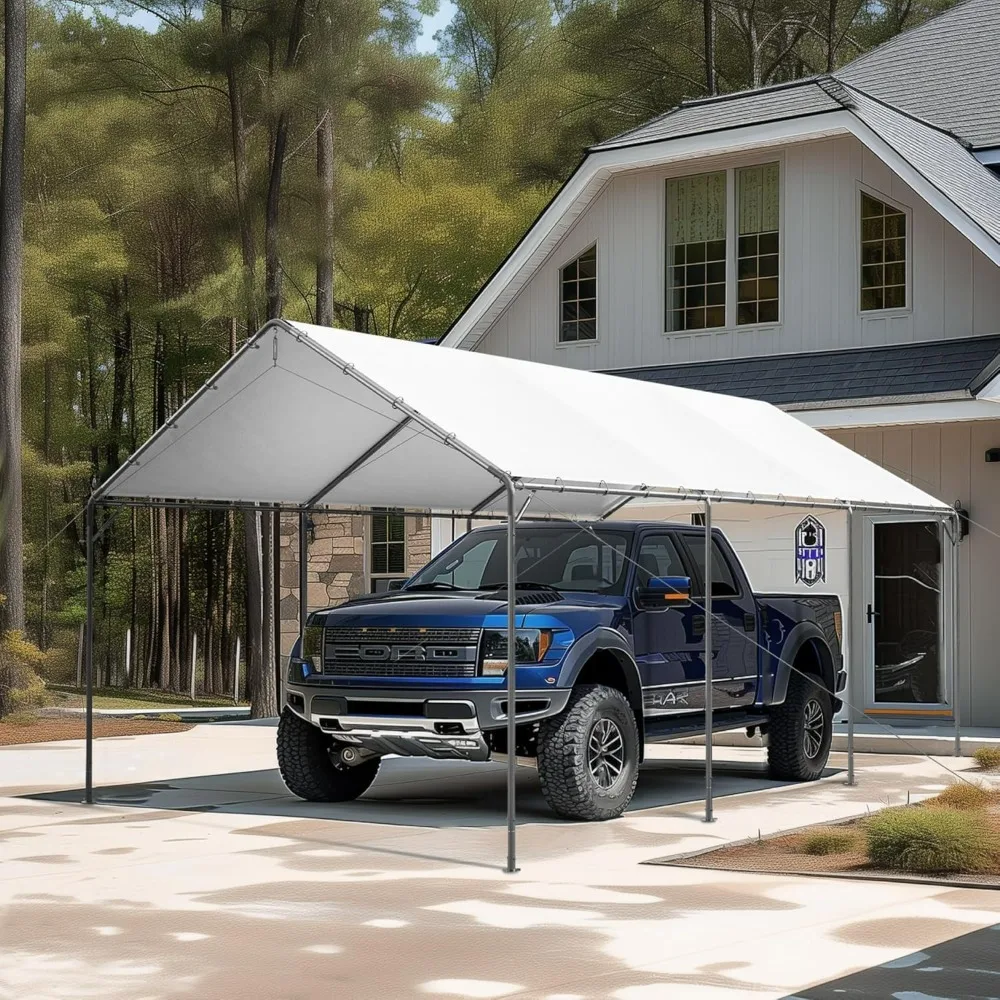 12x20ft Heavy Duty Carport Car Canopy Party Tent Adjustable Peak Height,Garage Storage Boat Shelter Waterproof&UV Protected Tarp