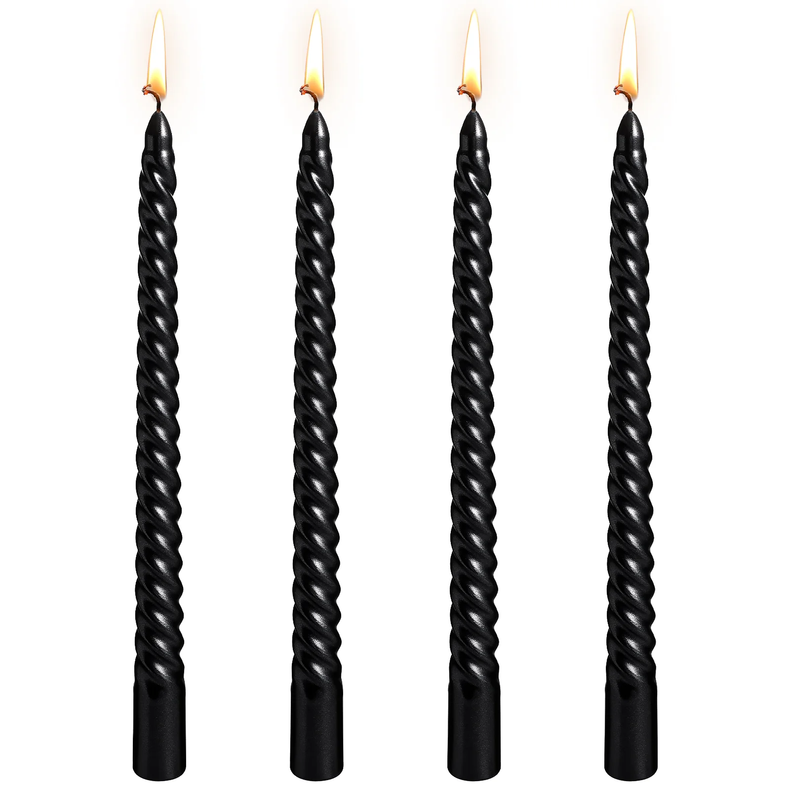 4 Pcs Spiral Taper Candles Threaded Long Stem Holders Black Sticks Smokeless Pole Screw