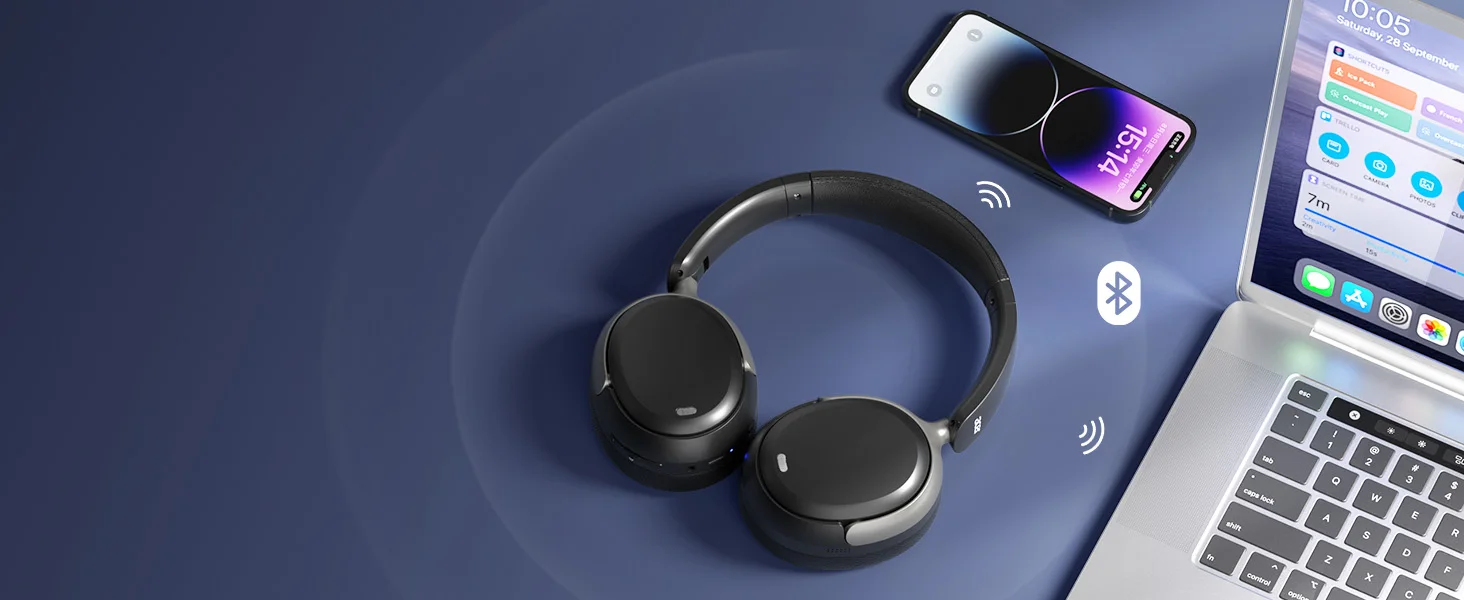 Acer OHR516 ANC Kabelloser Kopfhörer mit Geräuschunterdrückung, hochauflösender räumlicher Audio-Kopfhörer, Bluetooth-Over-Ear-Headset, 40 mm dynamischer Treiber – Detail 9