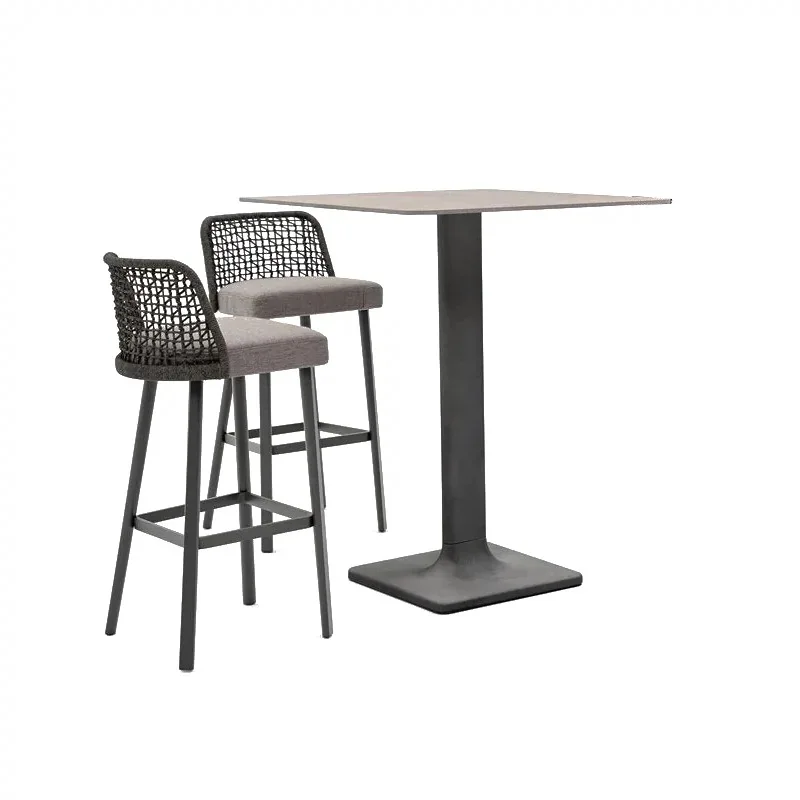 Villa Bar Chair Furniture Leisure Garden Patio One Table Four Chairs Waterproof Sunscreen Backrest Rattan