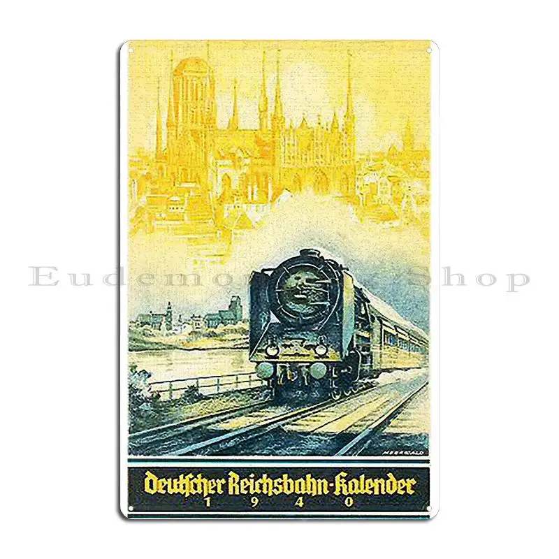 Deutsche Reichsbahn 1940 Kalender Metal Signs Wall Decor Classic Printing Bar Cave Rusty Tin Sign Poster