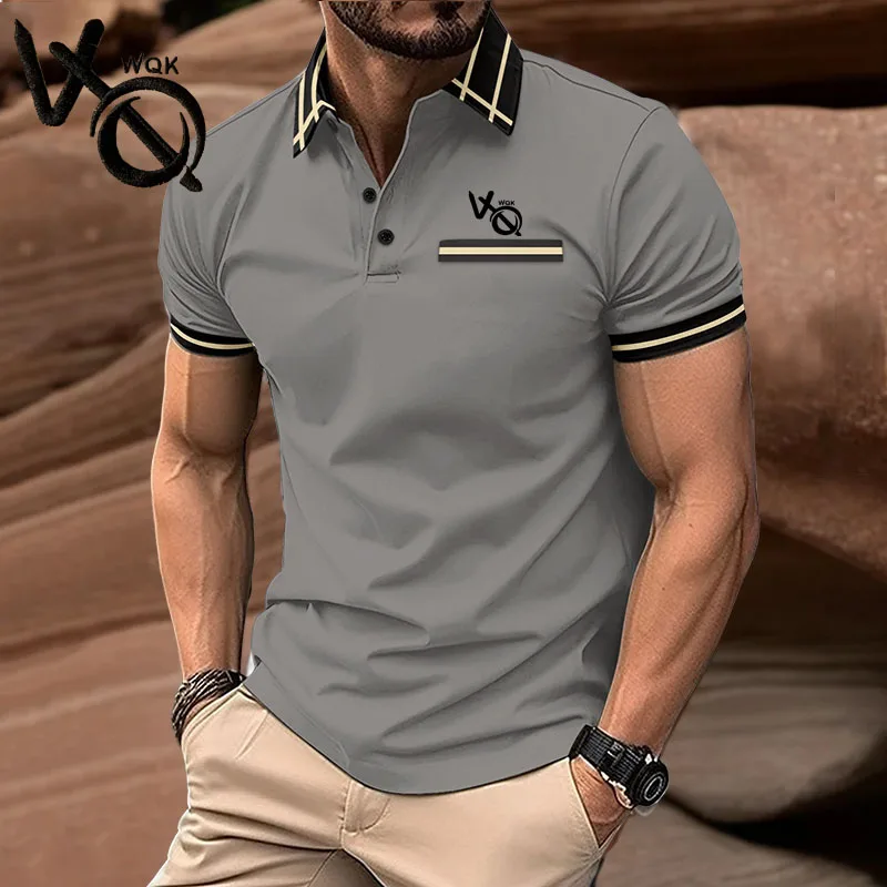 New Summer Polo Men\'s solid breathable short sleeve polo shirt Men\'s fashion lapel men\'s casual T-shirt