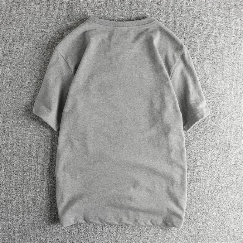 تي شيرت صيفي جديد 100% قطن بأكمام قصيرة من الصوف المغسول بتصميم كلاسيكي للرجال والنساء نصف كم #4