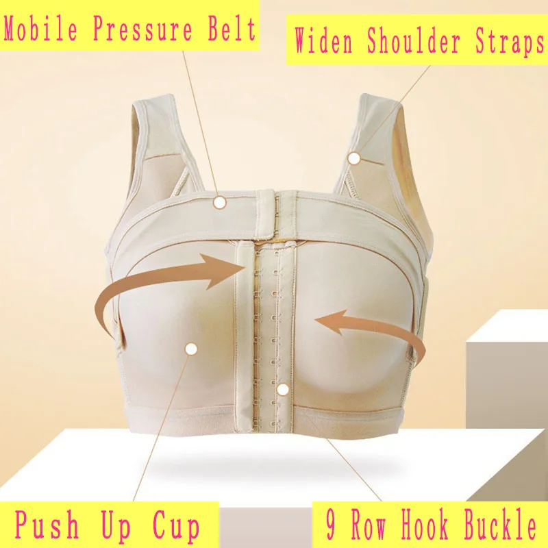 GUUDIA X Back Support Hide Side Fat Thin Bralette Shockproof Row Buckle Mobile Pressure Belt Bra Shaper Front Closure Push Up