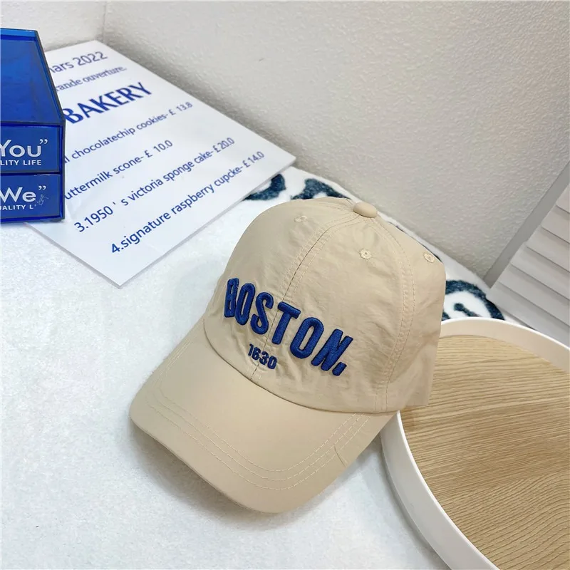 100% Polyester Baseball Cap for Kids 51-54cm Solid Color Embroided BOSTON Boys Caps Summer Outdoor Fast-dry Cap for Children