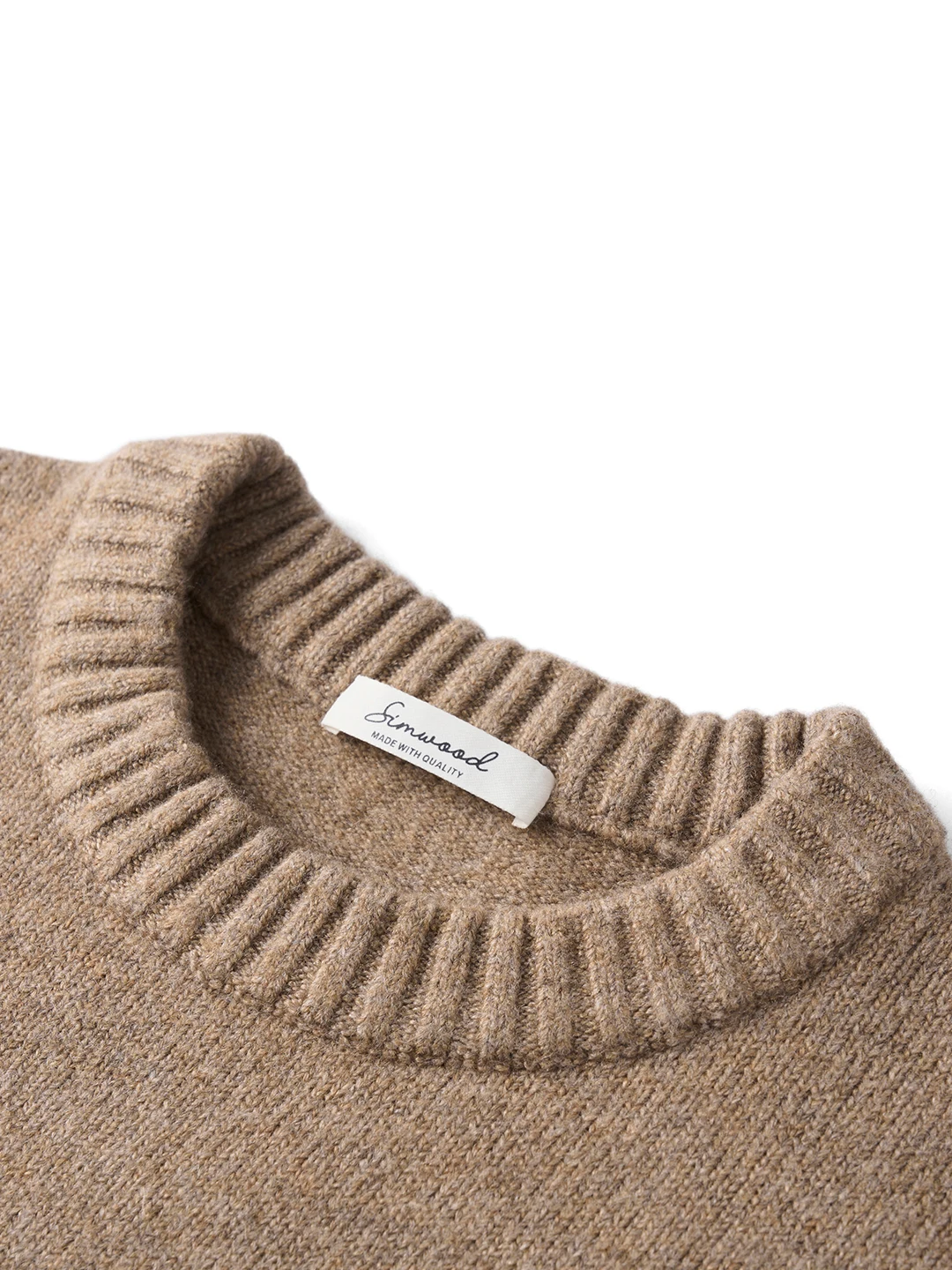 SIMWOOD ort Wide Version 5 Needle Wool Blend Knitted Sweater Men's Casual Long Sve round Ne  Color Knitwear