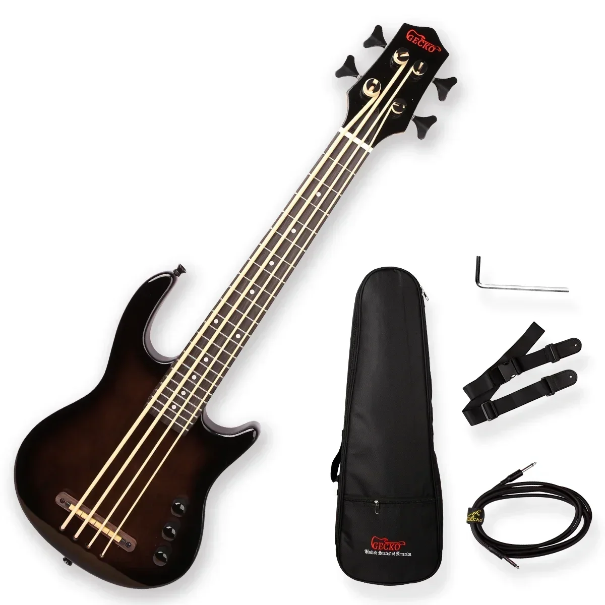 UBASS 4 String Mini Electric Ukulele Bass Polished Gloss Ash Maple Professional Ukulele for Music