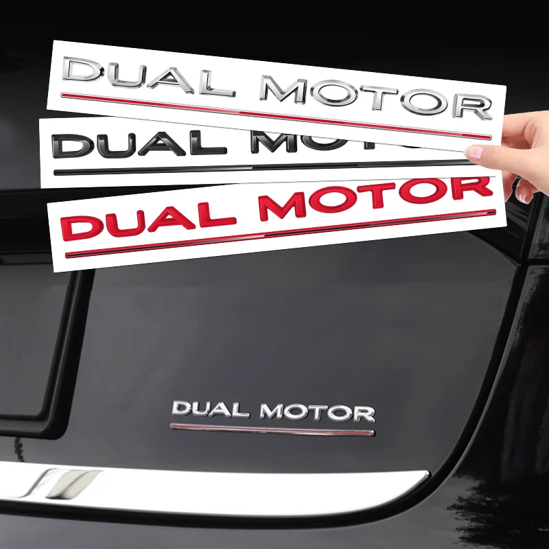 

1pcs 3D DUAL MOTOR Underlined Letters Car Styling High Performance car Fender trunk Bonnet Emblem Badge Sticker