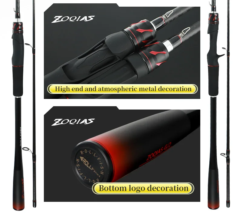 ROLLFISH Power M Spinning Casting Carbon Faser Köder Angelrute 1,8-2,7 M Süßwasser Salzwasser Bass Angelrute Schnelle wirkung – Detail 11