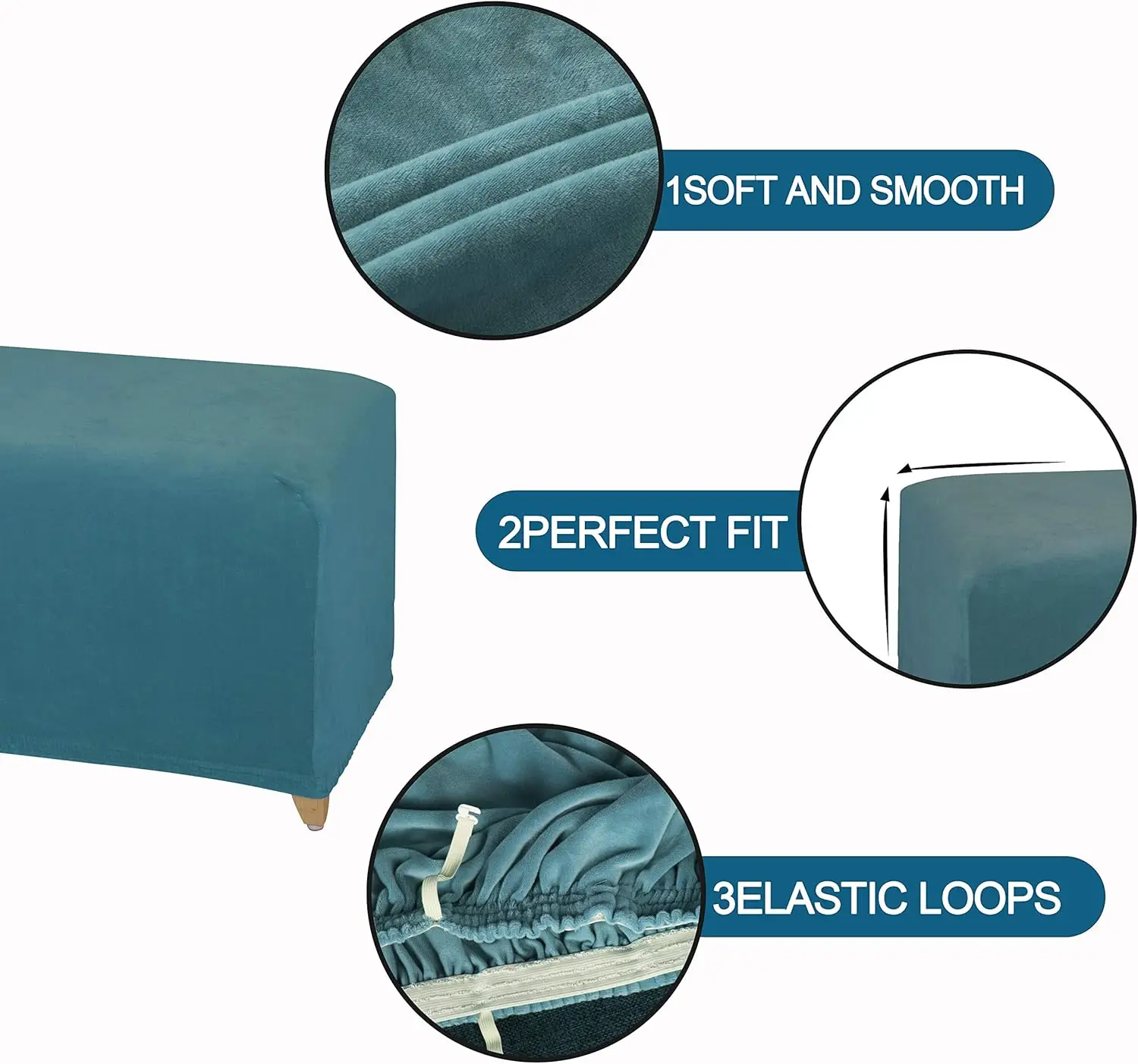 Stretch Ottomane Slipcover-Samt Rec Hocker Abdeckung weichen Möbels chutz mit elastischem Boden