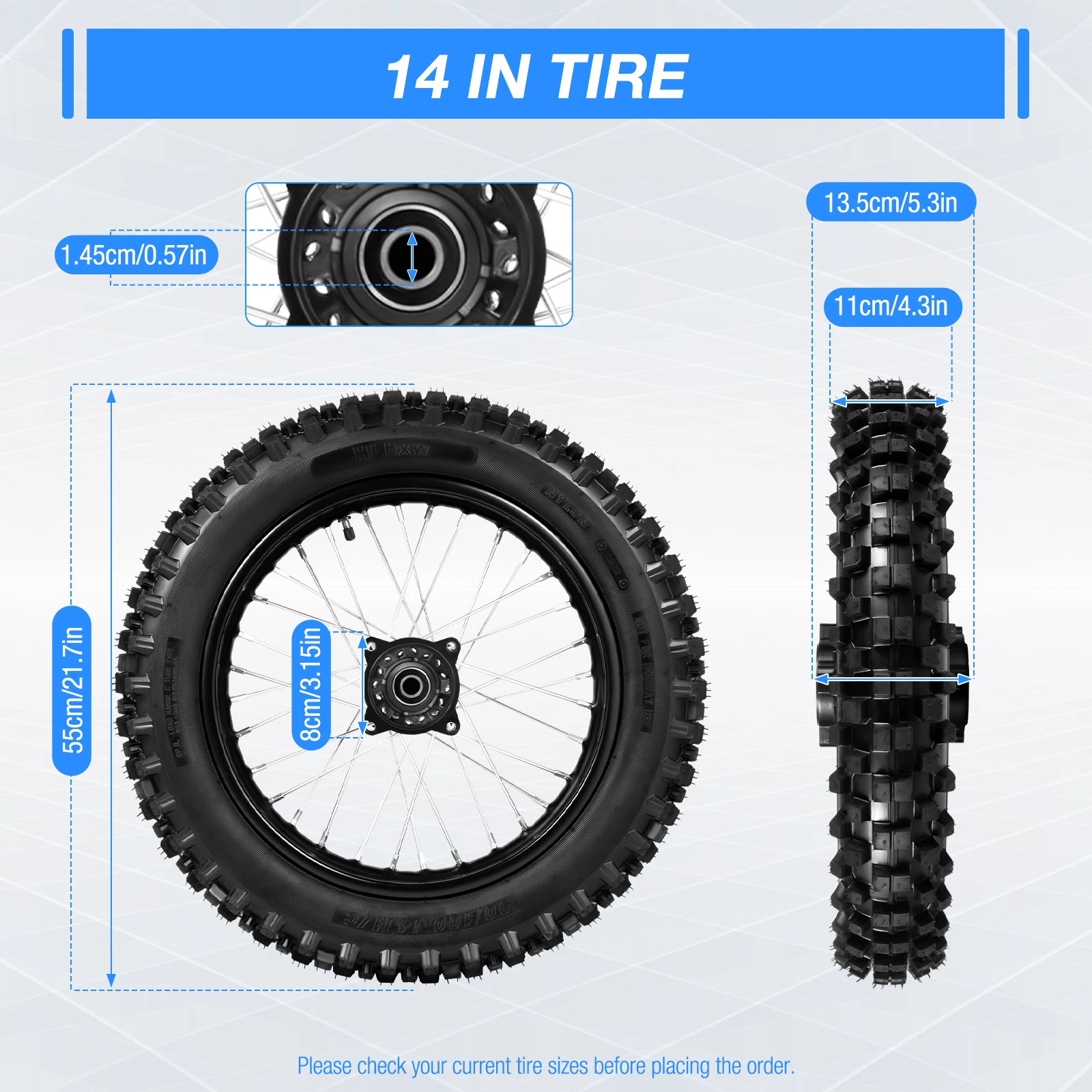 

14 Inch Rear Tire 14" Wheel 90/100-14 Dirt Tire Steel Circle Rims For Dirt Bike Motorcycle Loading 218KG