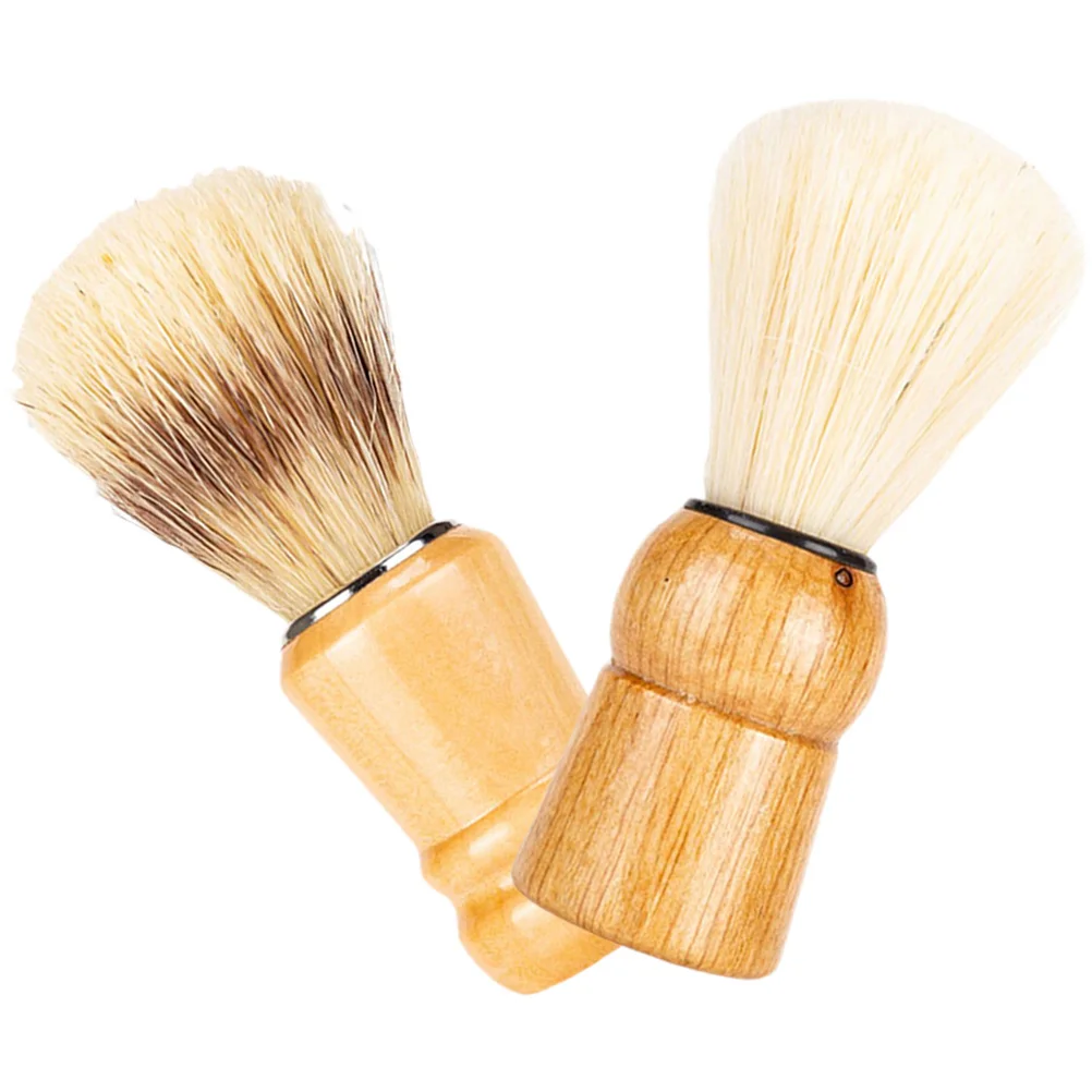 

2 Pcs Beard Brush Shaving Brushes for Men Styptic Pencil Shave Barber Hair Duster The Gift Mens Male Wooden Handle Travel