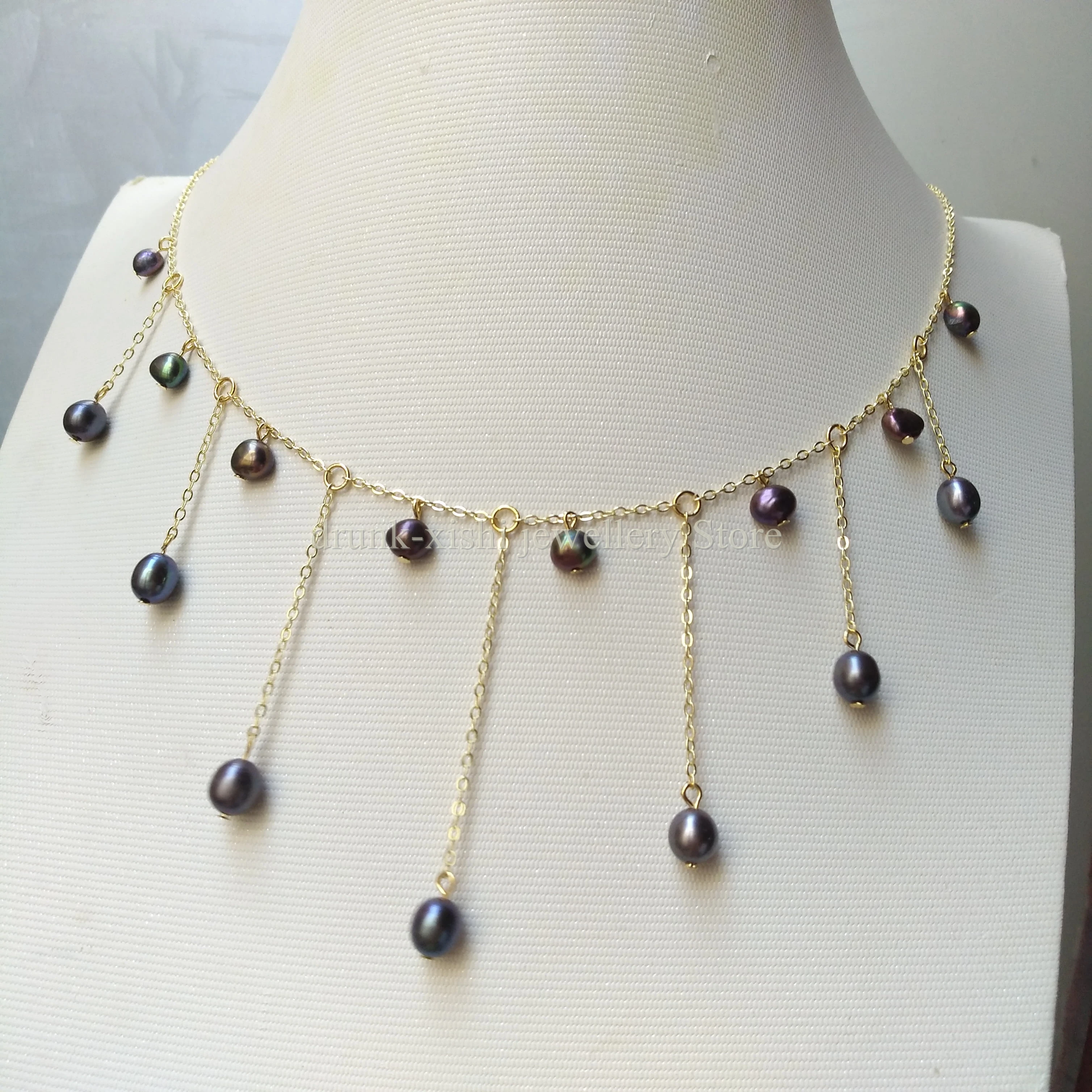 Design Pretty Single Strand Natural South Sea Black Pearl Necklace 42cm At Party Nice Look