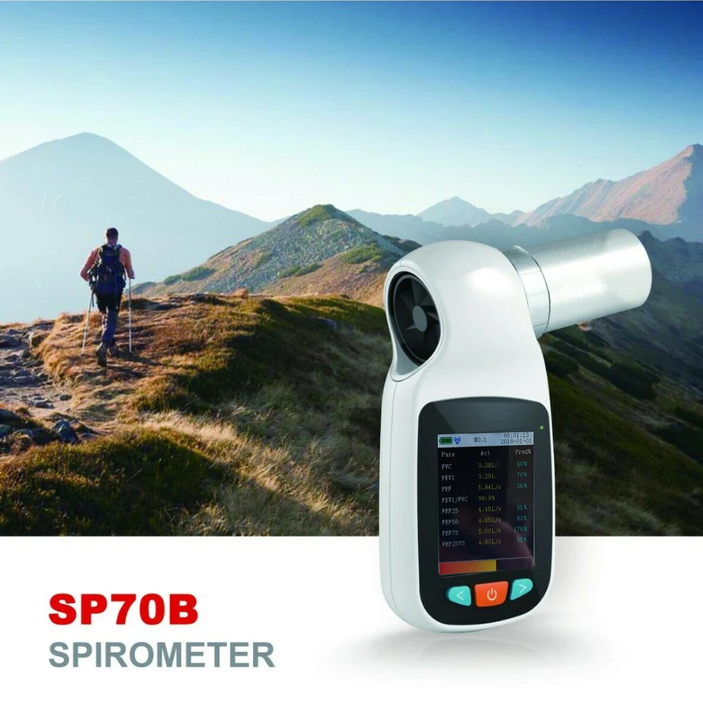 SP70B Digital Spirometer Real-time Display Spirograph Breathing Lung Function Diagnosis Espirometer or Mouthpieces