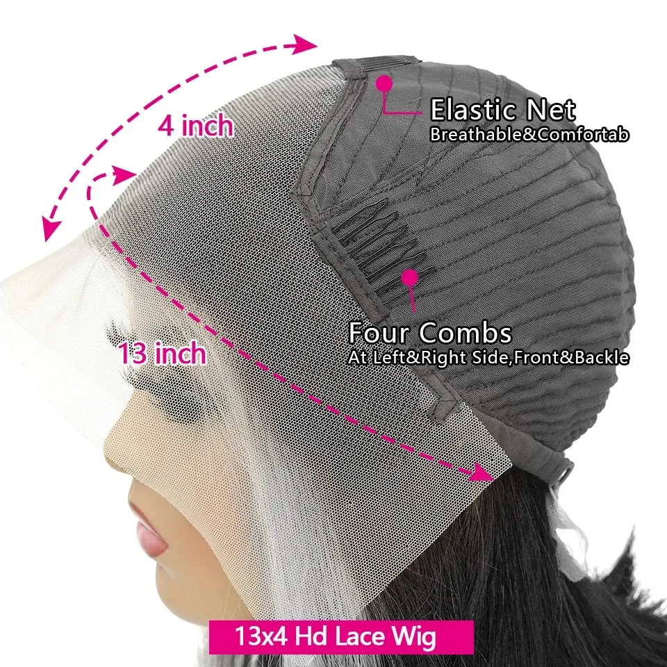 Wig rambut manusia bagian depan renda gelombang tubuh 13x4 30 32 inci Wig rambut Peru hitam alami kepadatan 180% khusus untuk wanita