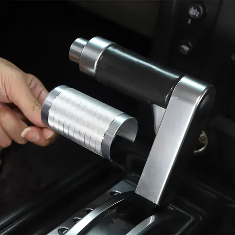 허머 H2 2003-2007 센터 콘솔 기어 시프트 헤드 커버 트림 링, 알루미늄 합금 실버/레드 자동차 인테리어 액세서리, 1 개