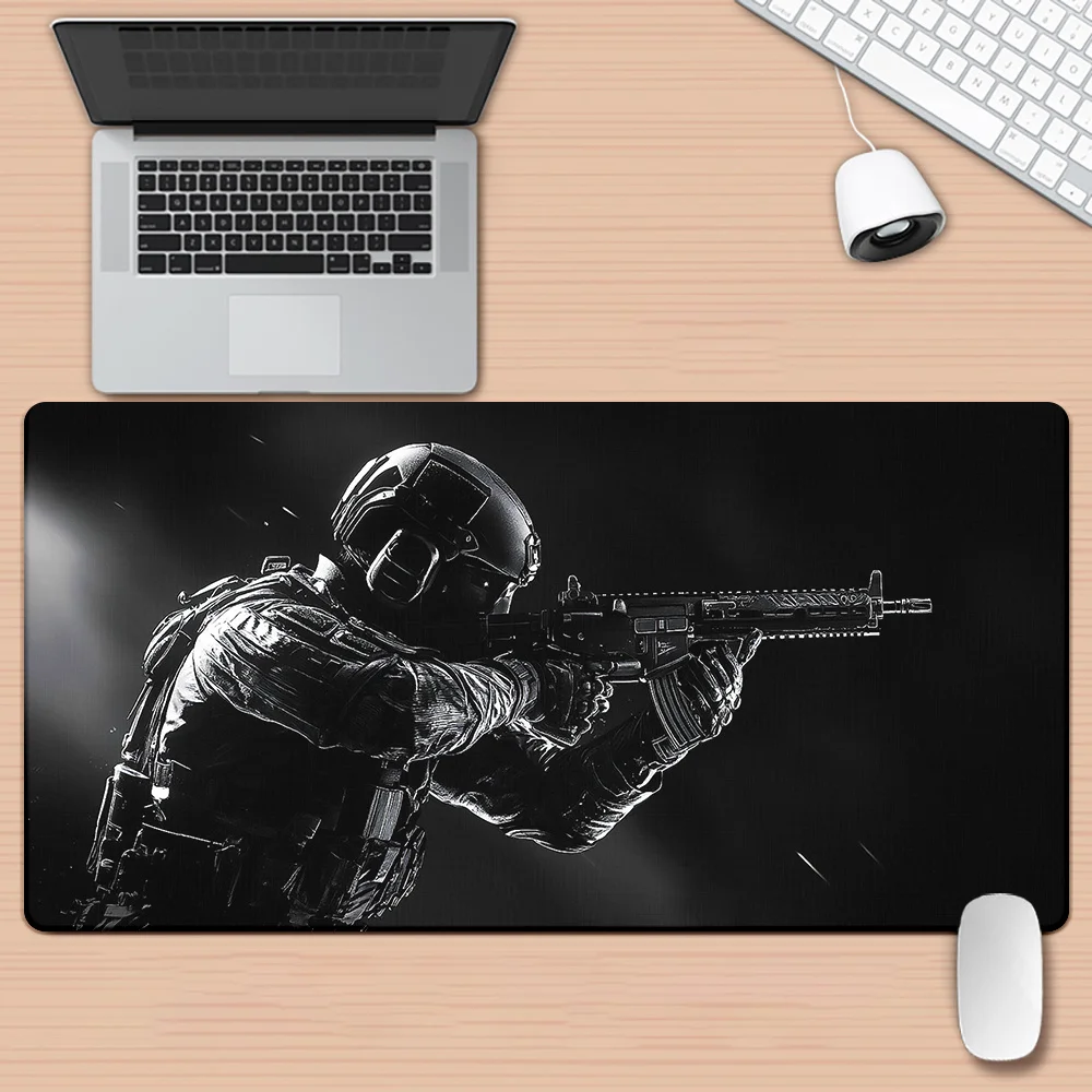 Tactical Soldier Warrior Extended Gaming Mouse Pad Large Anti-Slip Rubber Desk Mat for PC Gamer