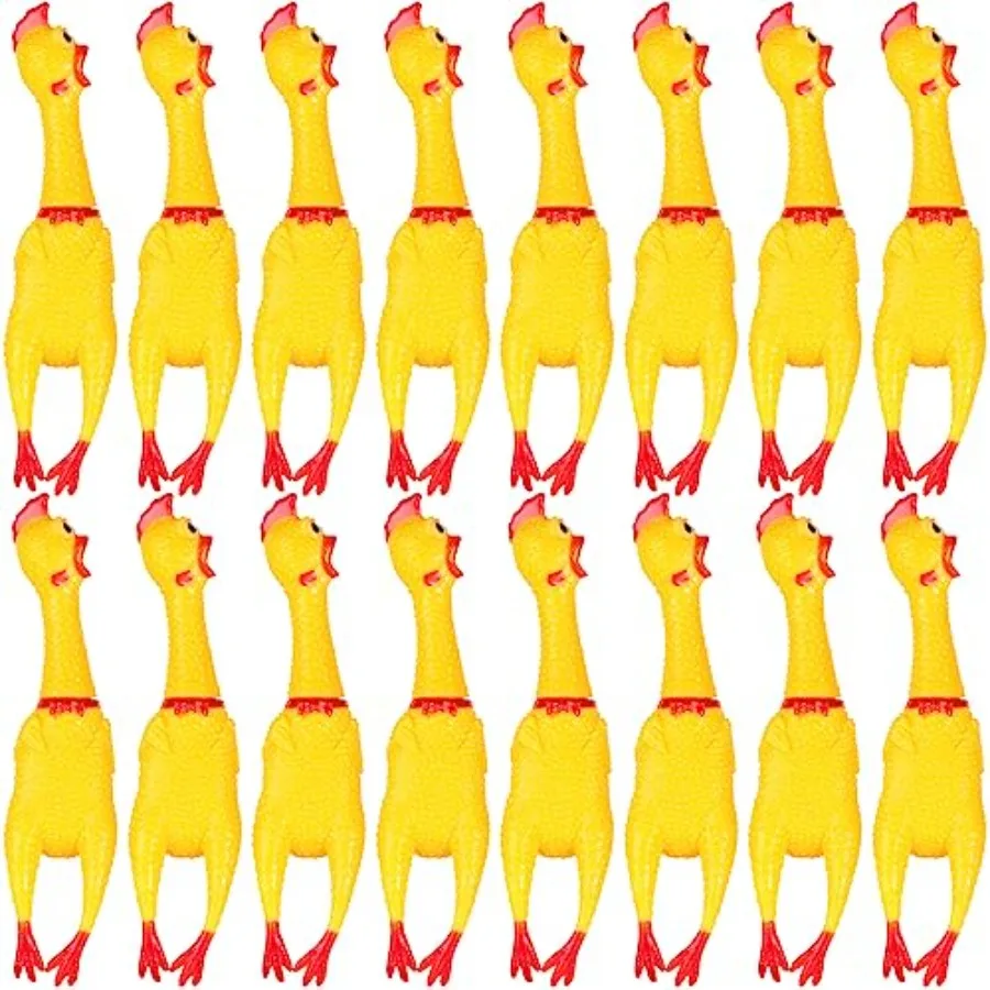 

Набор из 16 пищащих кур, большие резиновые игрушки-пищалки для домашних животных, подарки для жевания, прикольные игрушки-новинки, 15 дюймов, желтые