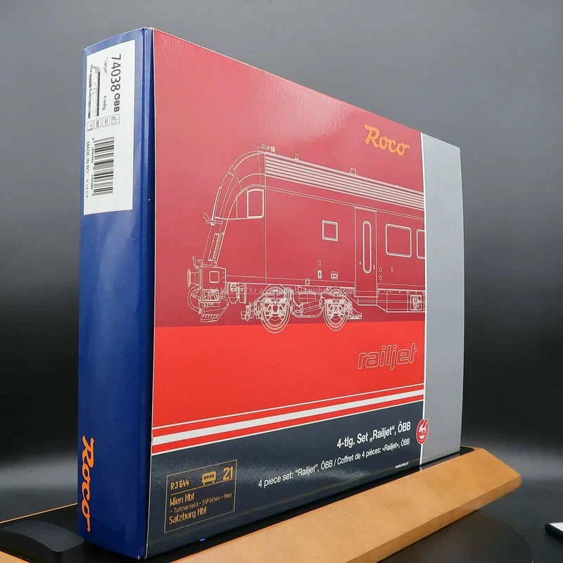 HO Type 1/87 Train Model ROCO 74038 Electric Hook Digital Lamp Passenger Car Four-section Suit RAILJET`