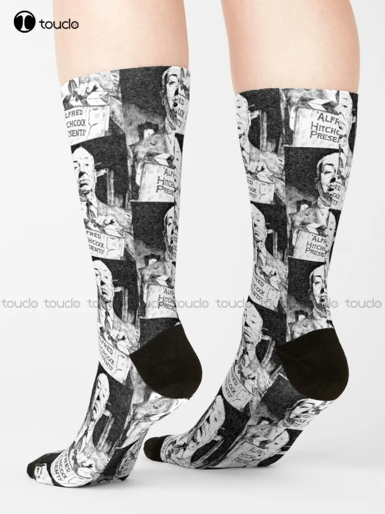 Alfred Hitchcock Presents Socks Men Socks Cartoon Comfortable Best Girls Sports Street Skateboard Socks 360° Digital Print Retro