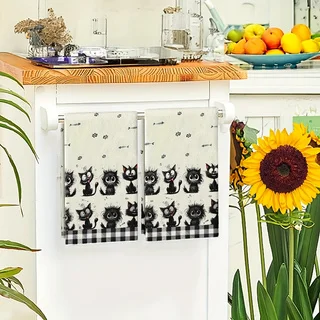 2-Pack of Kitten-Themed Kitchen Towels, Dish Towels, Hand Towels, Kitchen Decor Towels, Neighbor Gifts, Sweet Housewarming Gifts for Friends, Mom Gifts, Friend Birthday Gifts.