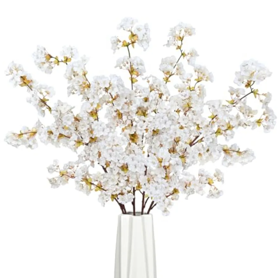 

Silk Cherry Blossom Branches, Artificial Cherry Blossom Tree Stems Faux Cherry Flowers Vase Arrangements for Wedding Home Decor