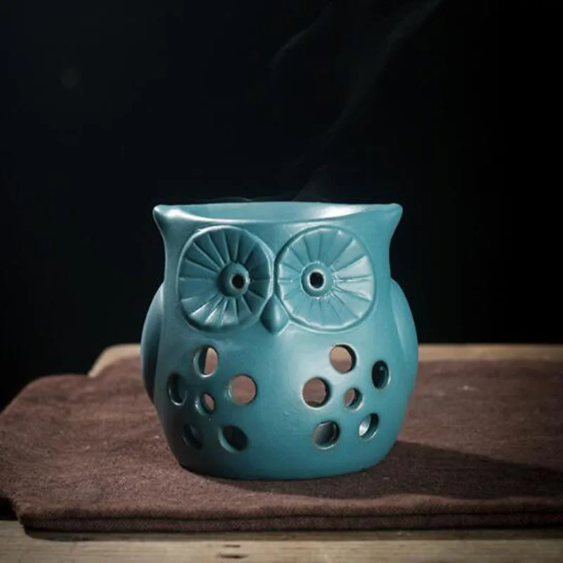 Ceramic Hollow Plum Blossom Essential Oil Burner Retro Aromatherapy Furnance Candle Holder Oil Lamp Fragrance Censer Home Decor