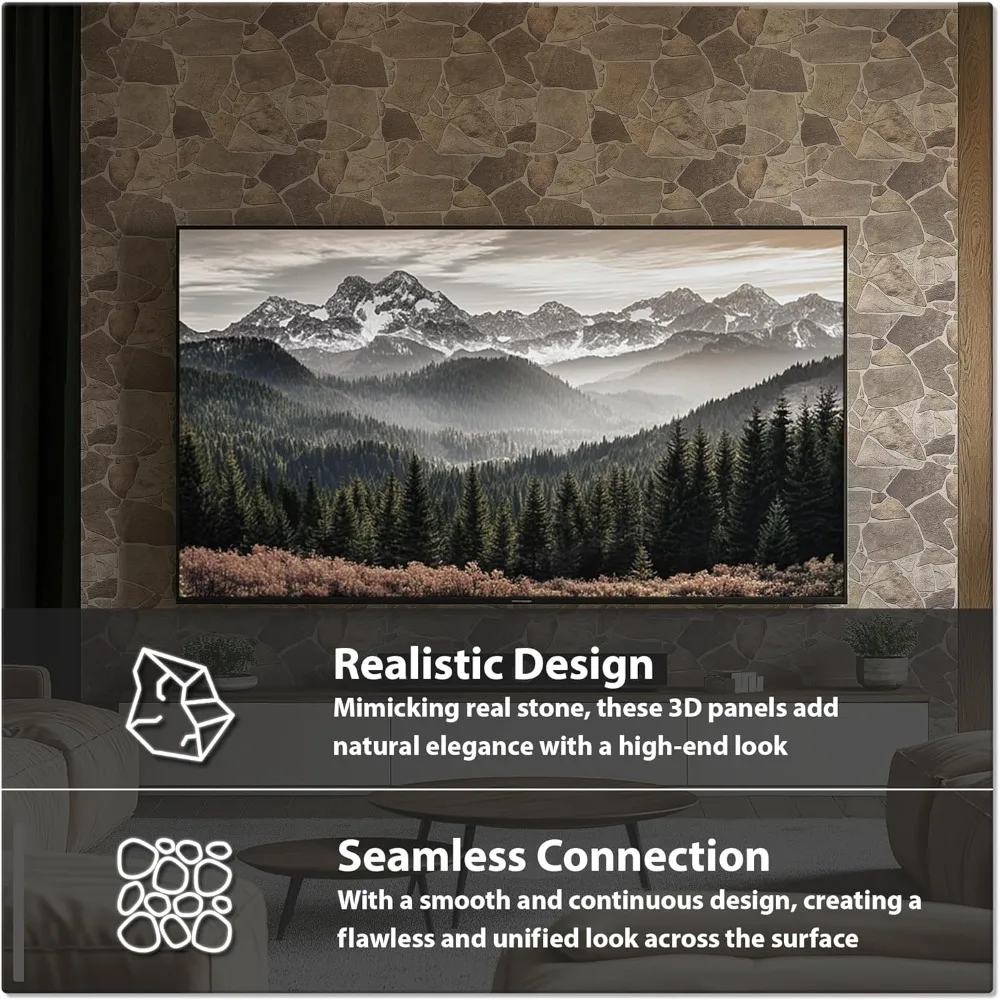 Paneles de pared de piedra sintética 3D Retro-Art, paquete de 10, Boulder salvaje gris beige marrón, hojas de PVC ligeras