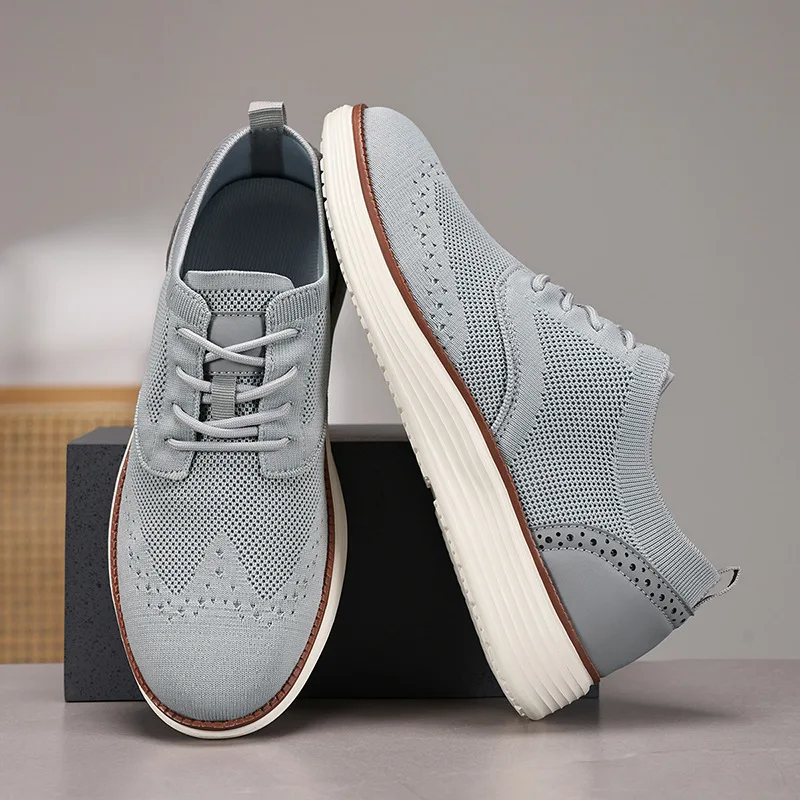 

Men's Wide Width Business Casual Shoes Big Sizes Breathable Knit Comfort Walking Sneakers Lace Up Lightweight Formal Shoes