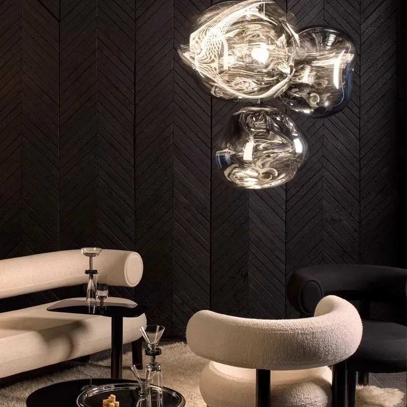 

Minimalism Lava Led Chandelier lustre Ceiling Hotel Bar living room Atmosphere Glow Decoration Dimmable Hardware Bracket
