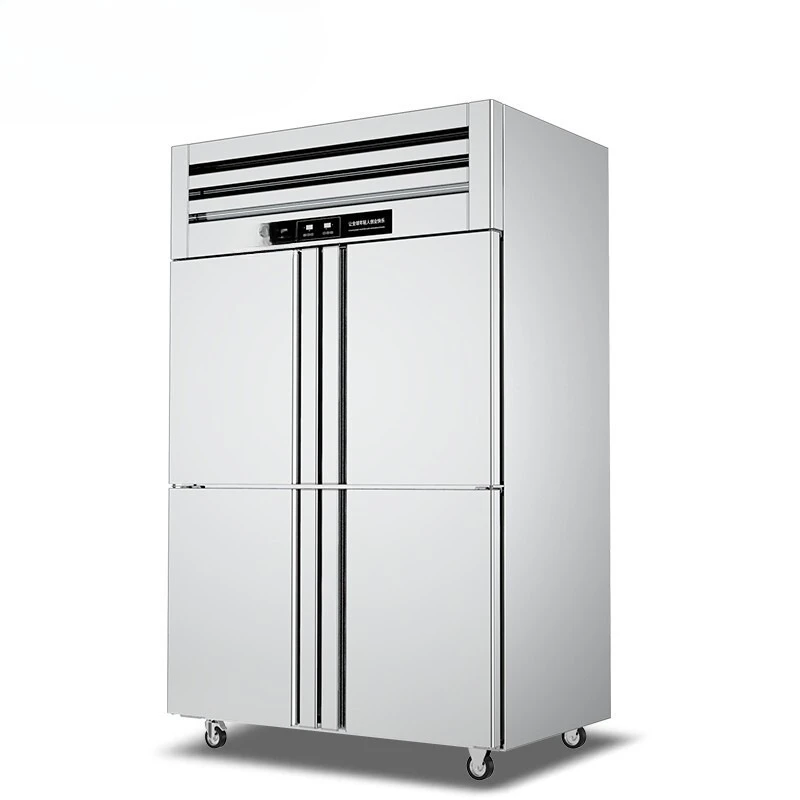 Commercial four-door freezer, vertical fresh-keeping cabinet energy-saving compressor engineering luxury double temperature