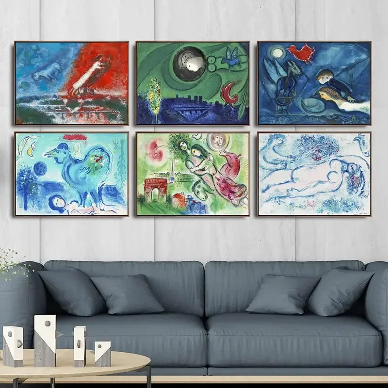 الكلاسيكية مجردة جدار الفن الكتابة على الجدران روسيا مارك شغال 5 HD قماش طباعة ملصق غرفة المعيشة المنزلي غرفة نوم الديكور #3