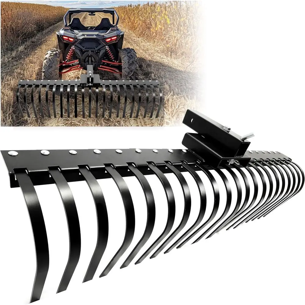 

60-дюймовый рыхлитель Landse Rake Pine StRake TractRake с 2-дюймовым приемником для квадроциклов, UTV, SxS, а также 48-дюймовая или 60-дюймовая дополнительная балка для инструментов и 3-точечная сцепка