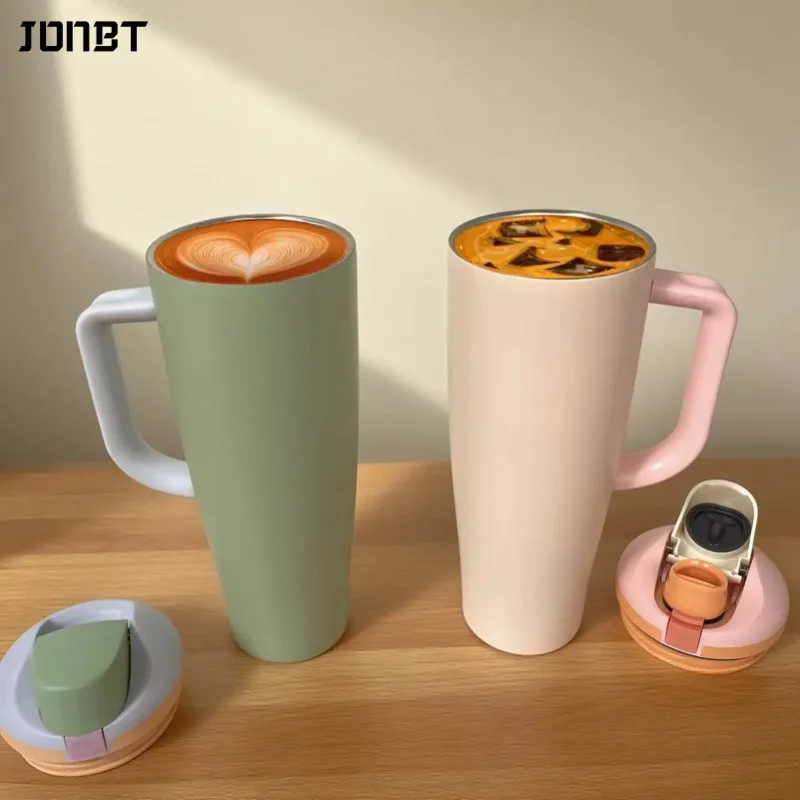 

1200ml Stainless Steel Insulated Straw Water Bottle Thermal Coffee Car Cup 40oz Cold Hot Mug Vacuum Flask with Handle for Travel